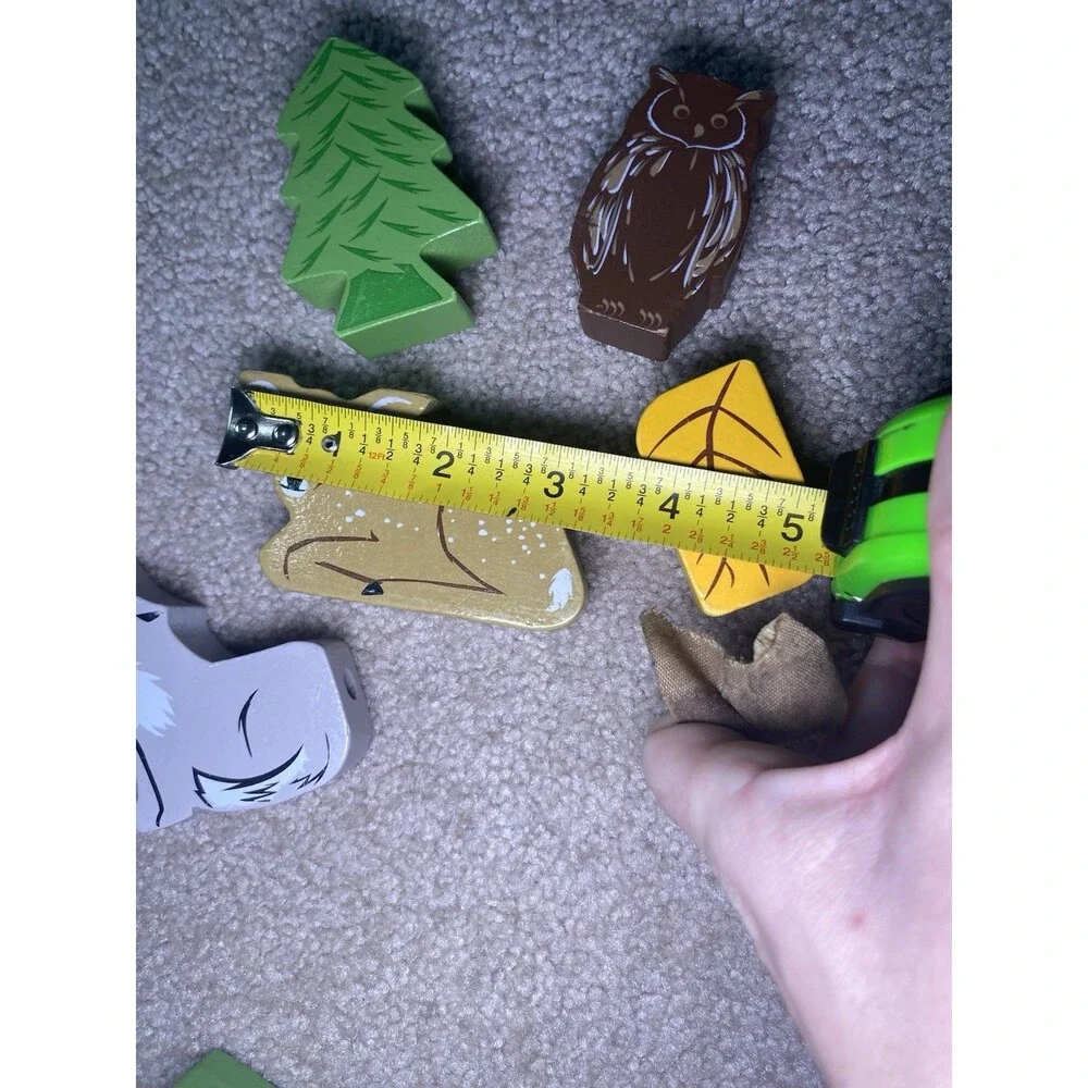 Woodland Forest Animal Wooden Lacing Toy Blocks 9pc Set Small